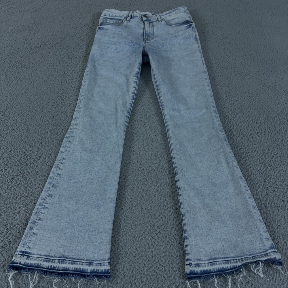 Frame Jeans Womens 26 Blue Le Crop Mini Boot Cut Light Wash Mid Rise Denim Fray